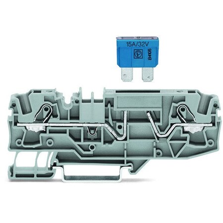 Wago 2-COND FUSE TERM BLK, BLADE-STYLE FUSE W/TEST OPTION, GRAY 2006-1681